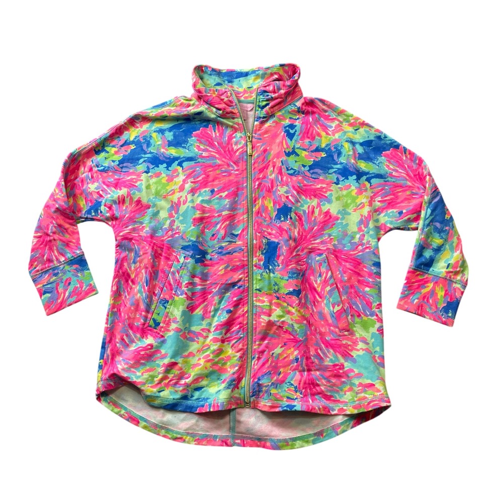 Lilly Pulitzer Small DeeDee Swing Jacket Vibrant Palm Beach Coral Full Zip